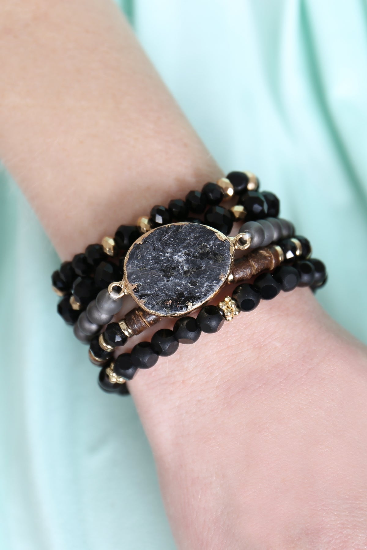 Natural Stone Charm Mixed Beads Bracelet