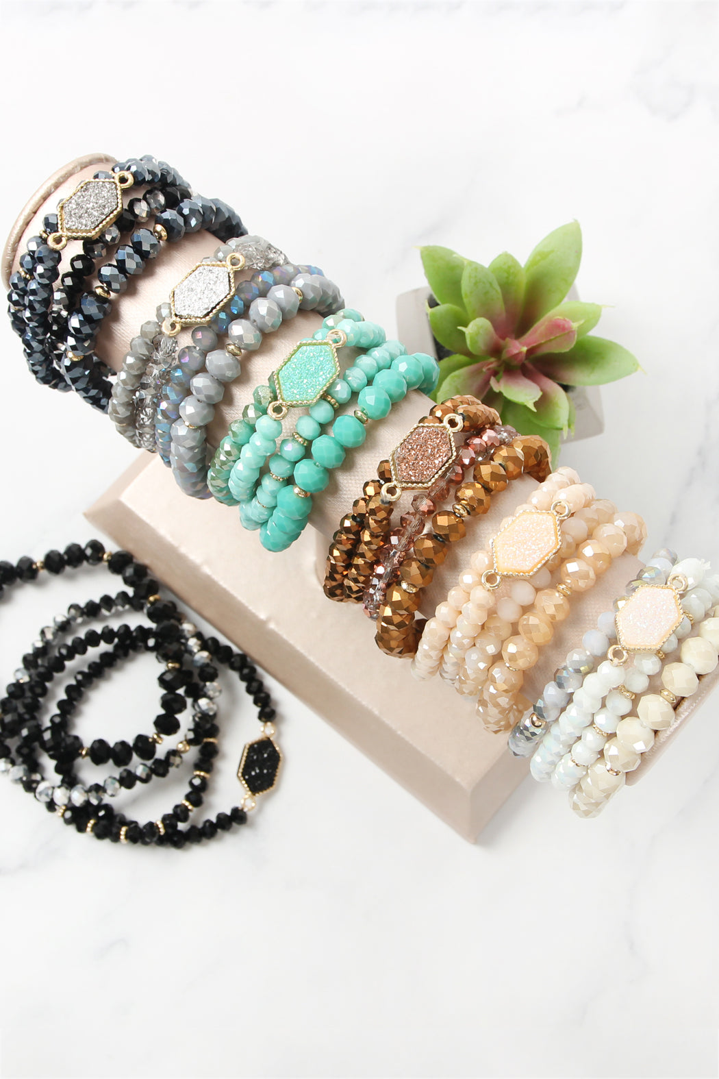 Druzy Stone Hexagon Bracelet
