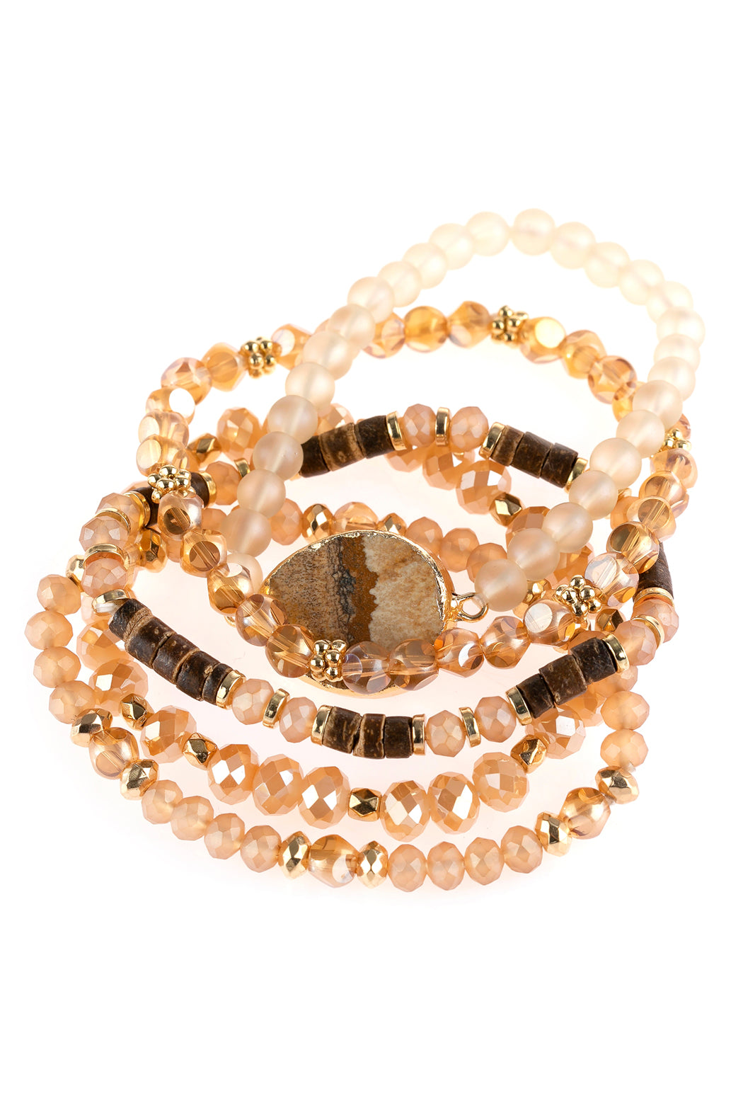 Natural Stone Charm Mixed Beads Bracelet