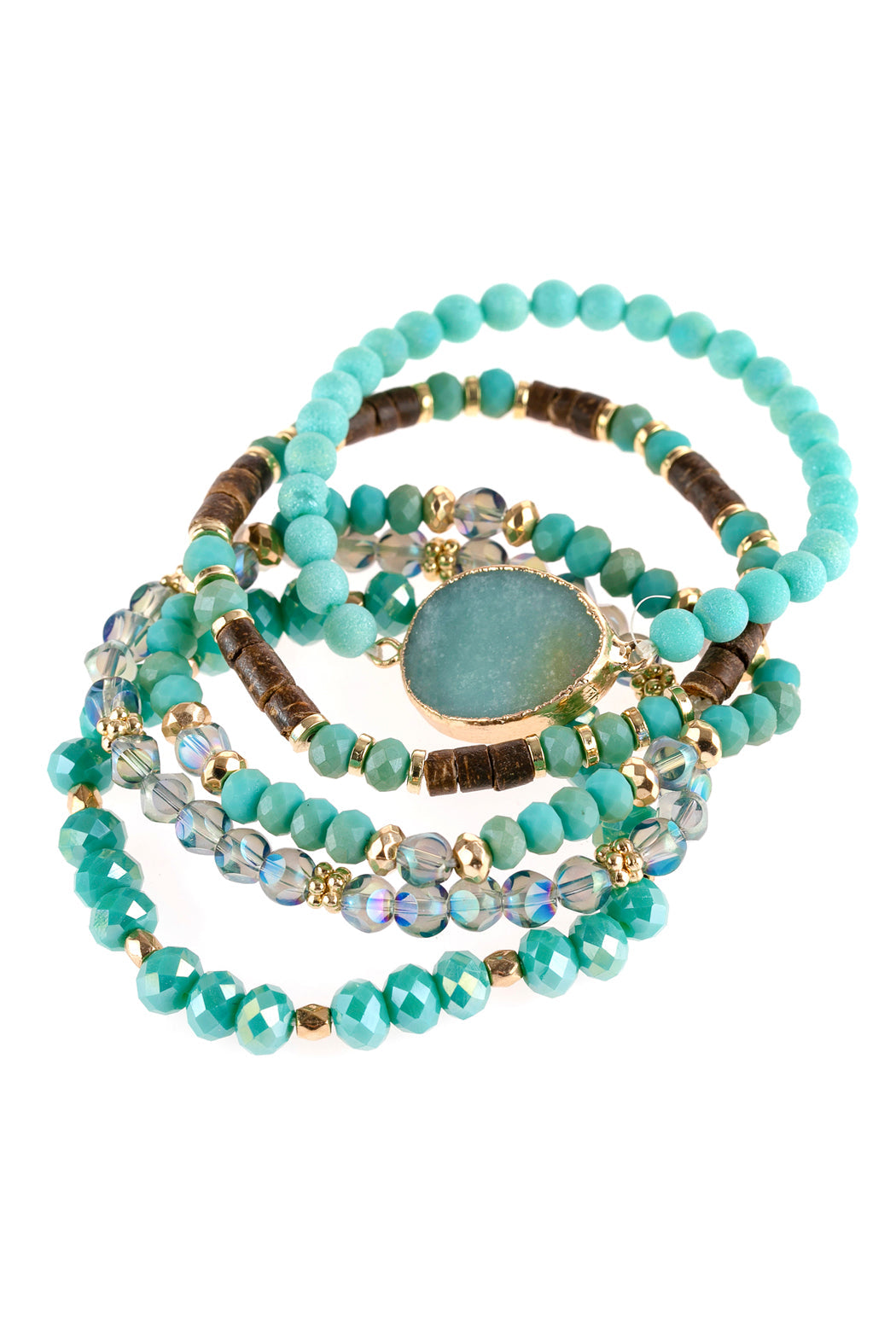 Natural Stone Charm Mixed Beads Bracelet