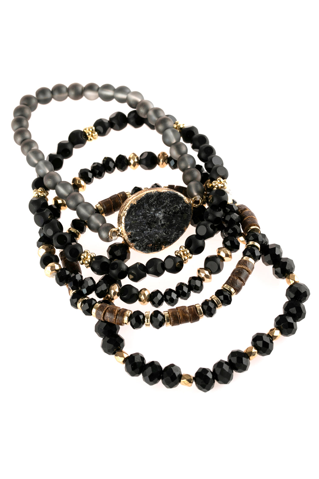 Natural Stone Charm Mixed Beads Bracelet