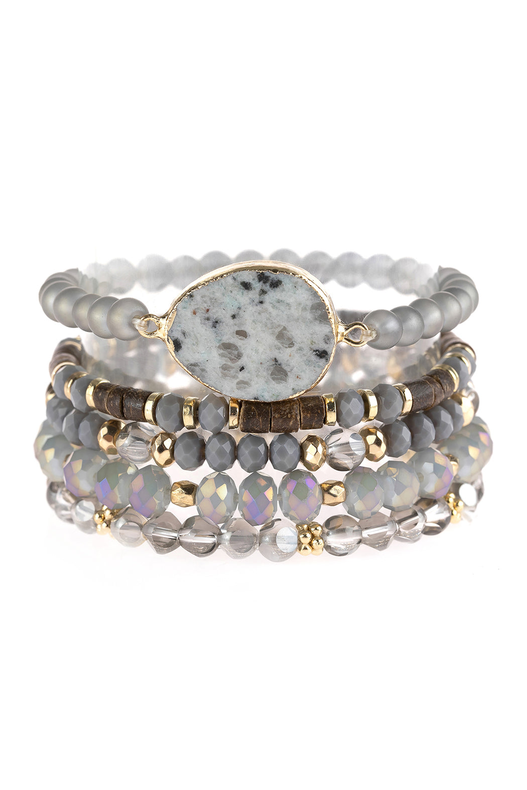 Natural Stone Charm Mixed Beads Bracelet