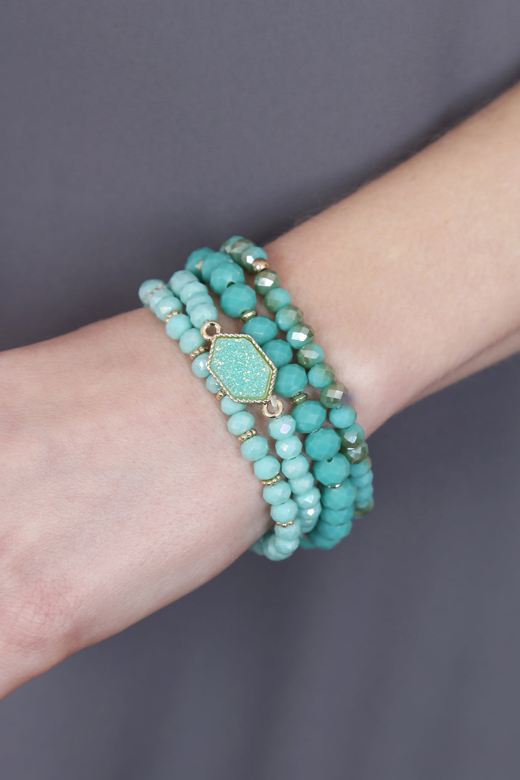 Druzy Stone Hexagon Bracelet