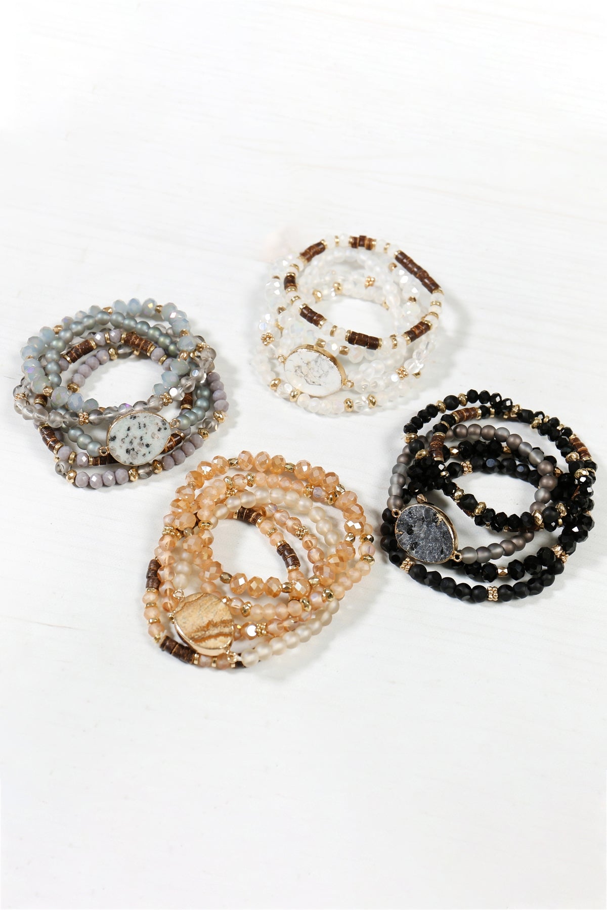 Natural Stone Charm Mixed Beads Bracelet