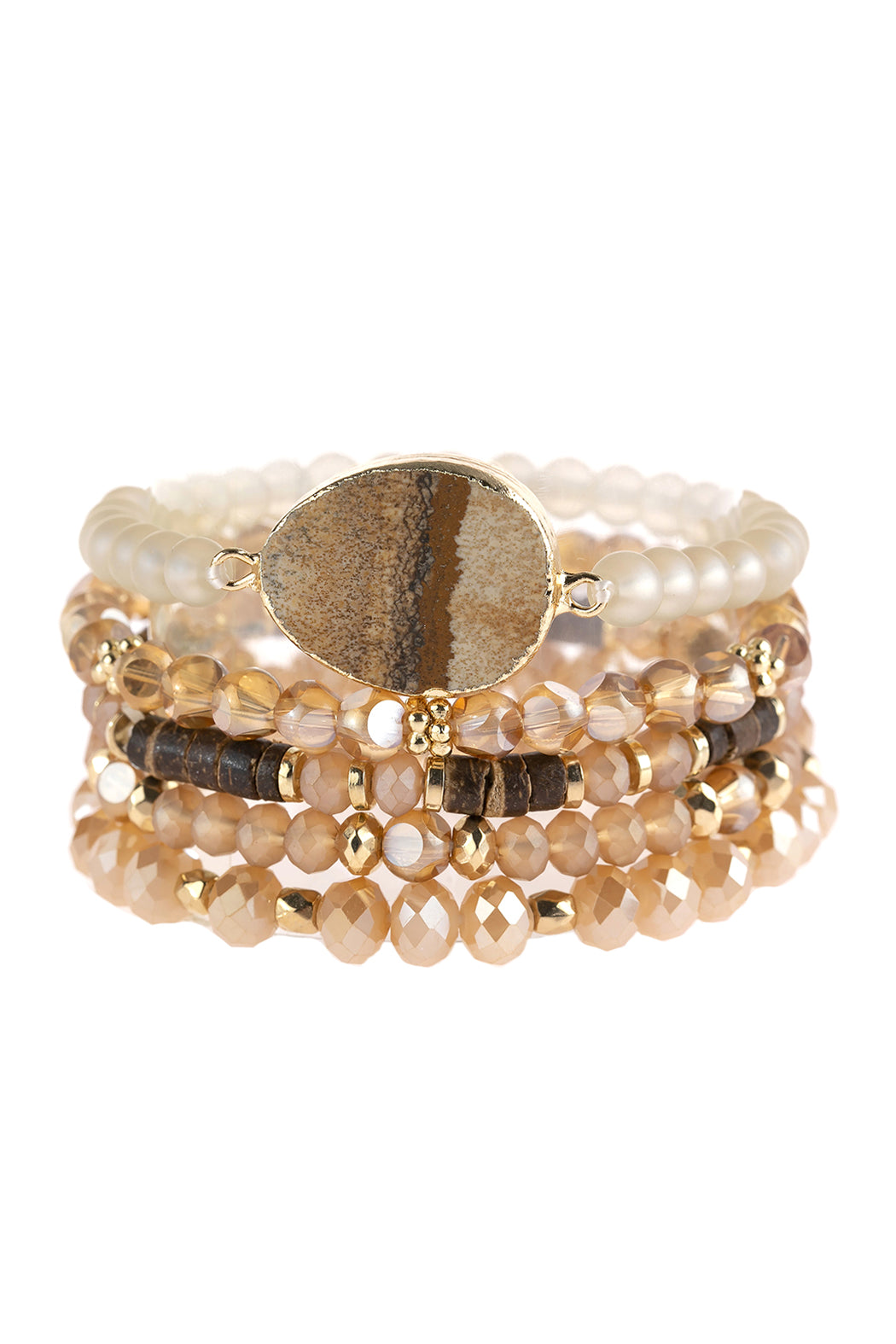 Natural Stone Charm Mixed Beads Bracelet