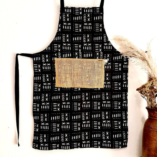 Adjustable, Burlap Pocket Print Apron