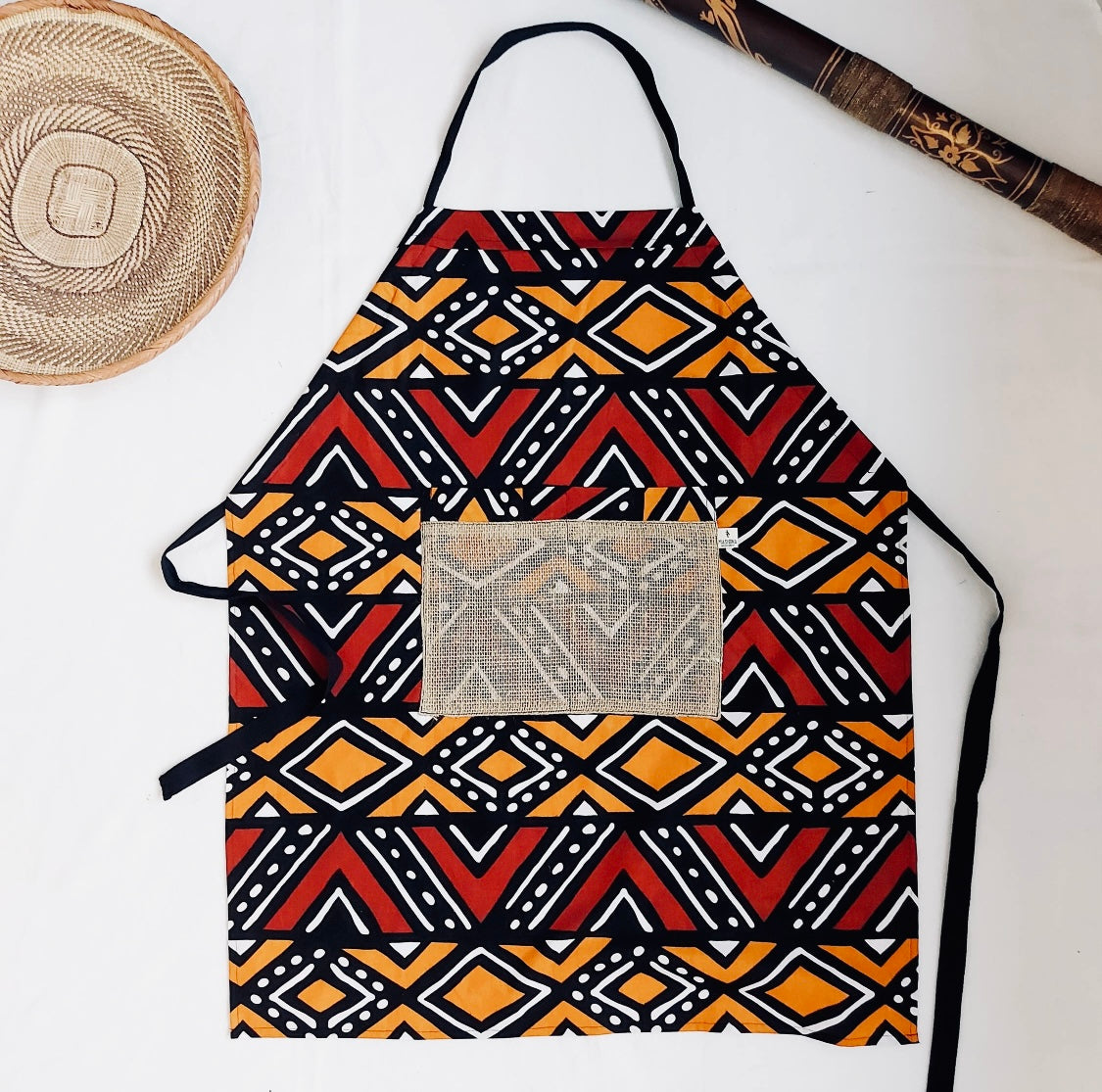 Adjustable, Burlap Pocket Print Apron