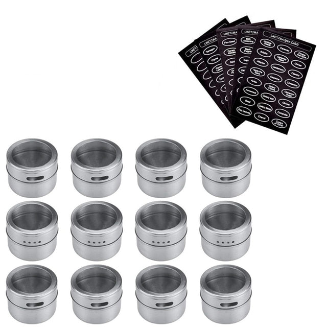 Magnetic Spice Jar Set With Stickers