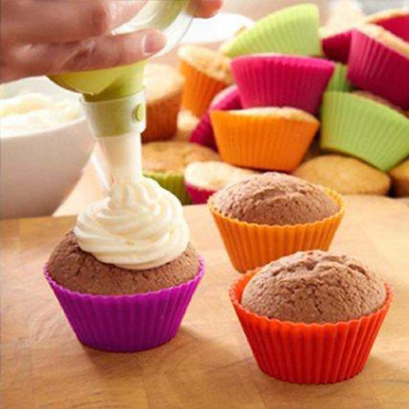 6/12Pcs Silicone Cupcake Reusable Pan Liners