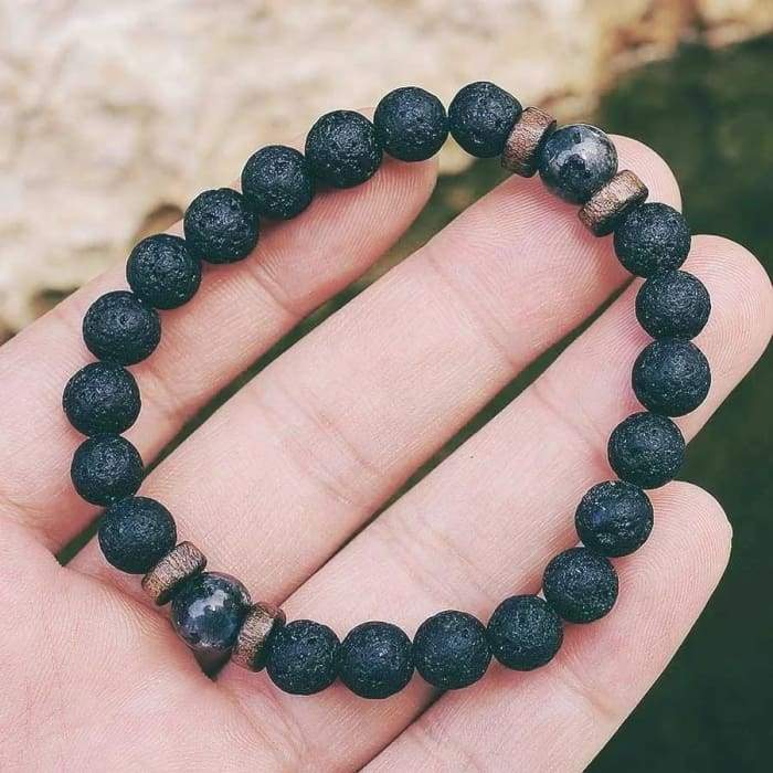 Wood and Lava Stone Essential Oil Bracelet