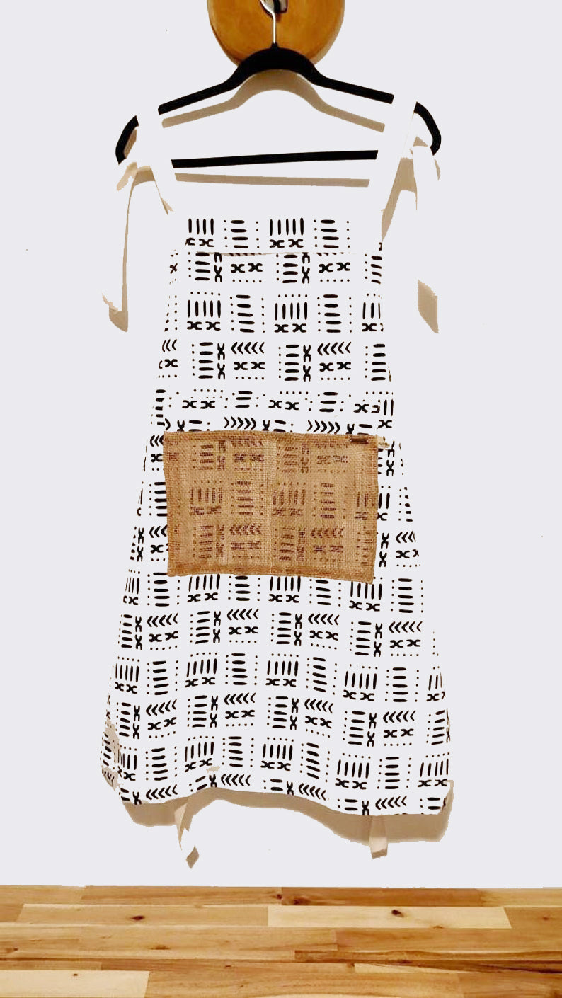 Adjustable, Burlap Pocket Print Apron