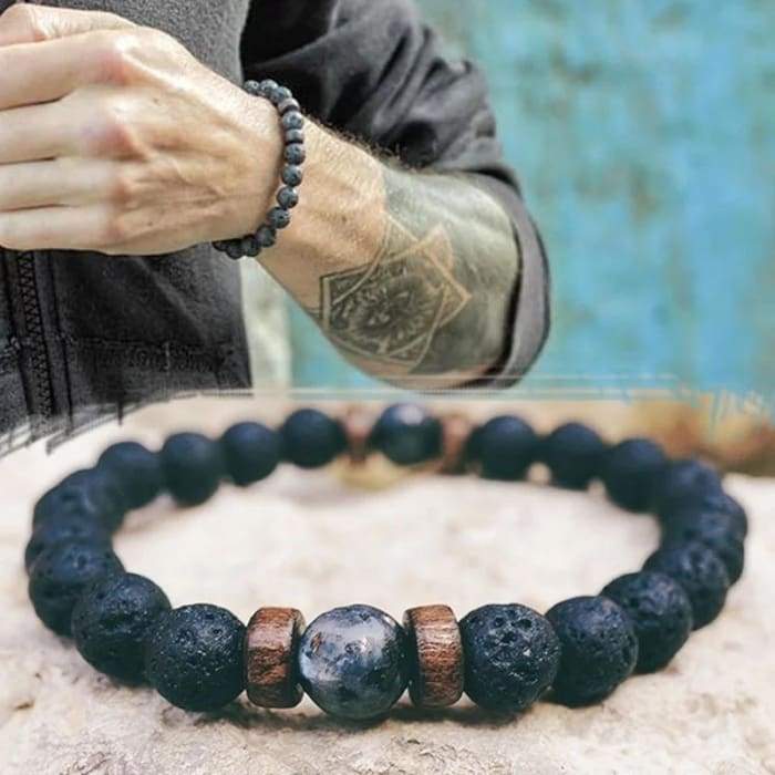 Wood and Lava Stone Essential Oil Bracelet