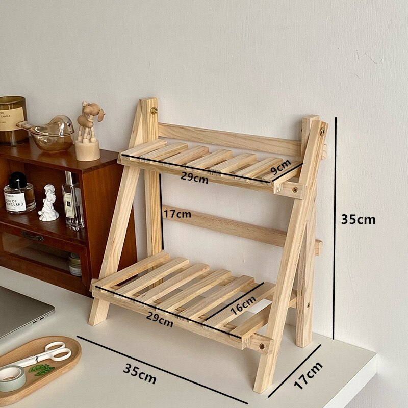 Double Layer Adjustable Wooden Shelf