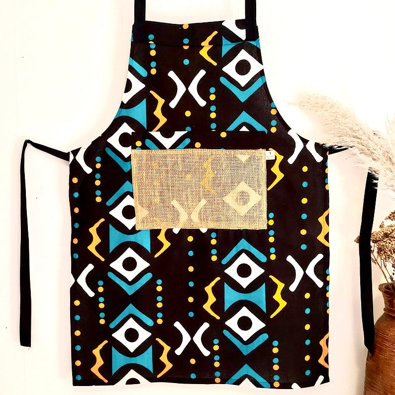 Adjustable, Burlap Pocket Print Apron