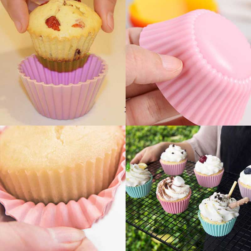 6/12Pcs Silicone Cupcake Reusable Pan Liners