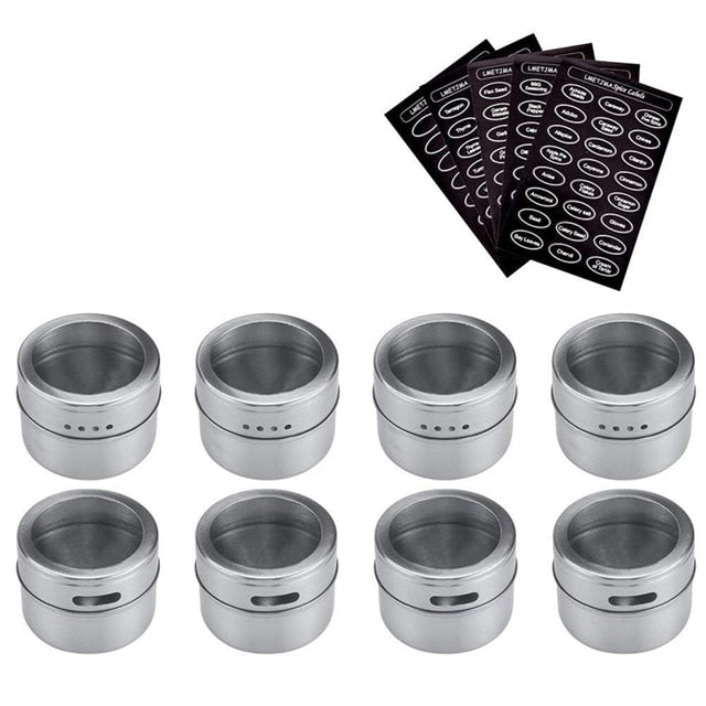 Magnetic Spice Jar Set With Stickers