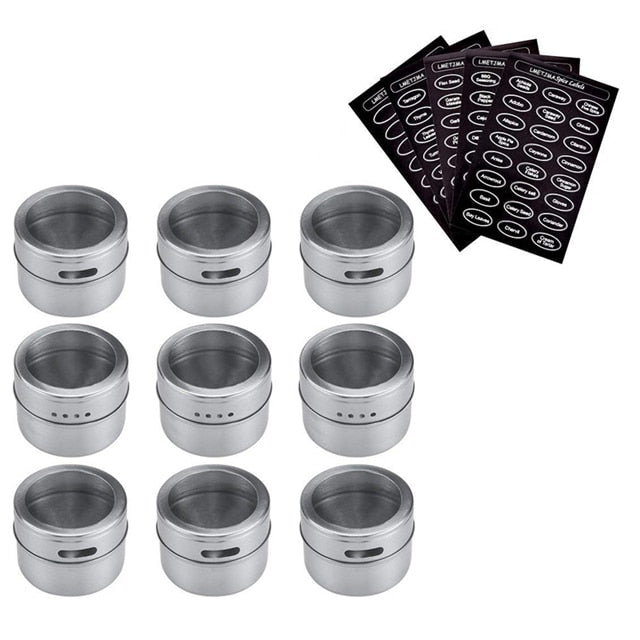 Magnetic Spice Jar Set With Stickers