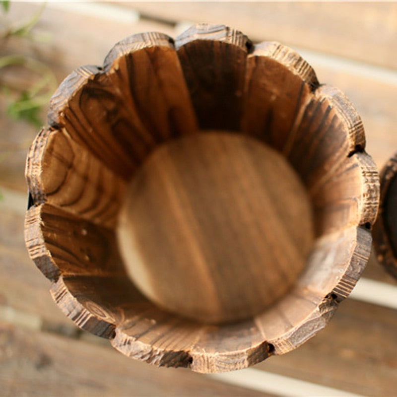 Vintage Wood Vase/Bucket/Storage Organizer