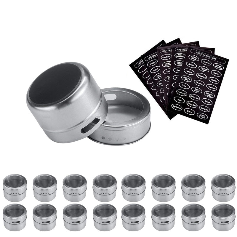 Magnetic Spice Jar Set With Stickers