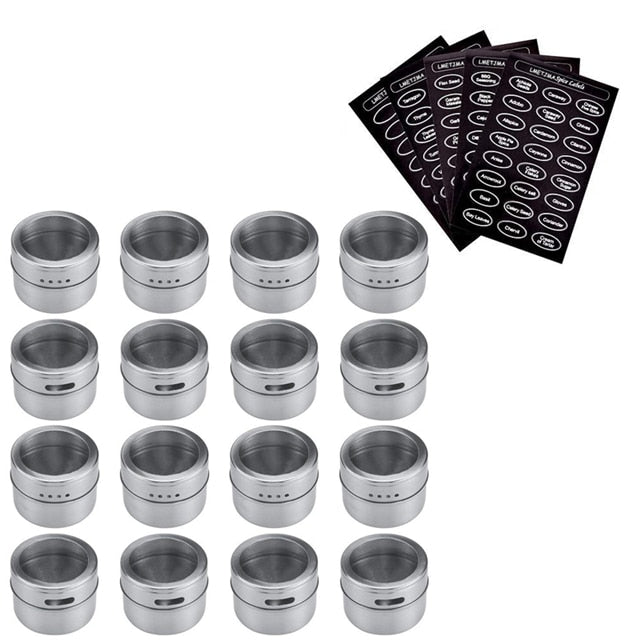 Magnetic Spice Jar Set With Stickers